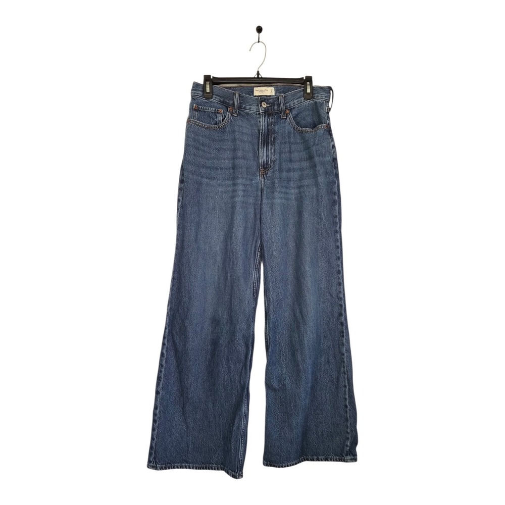 Abercrombie & Fitch The Wide Leg High Rise Jeans Womens 28/6 Medium Wash Denim